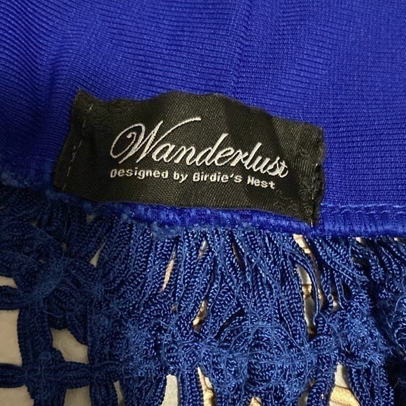 Wanderlust royal blue long crochet detail vest sweater Y2K Sz L - Picture 7 of 11